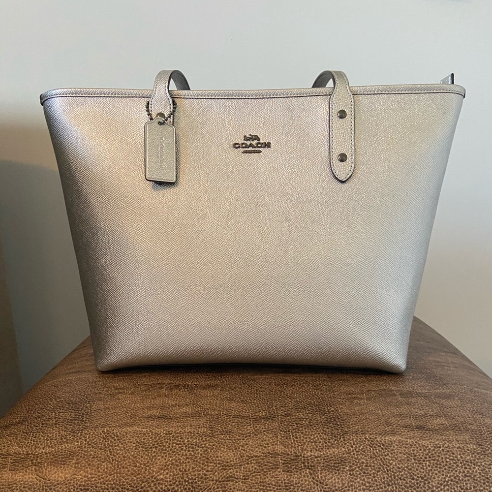 Coach Tote - Metallic Silver